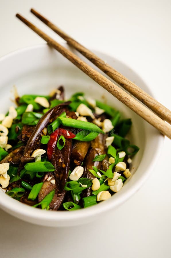 Hot Asian Stir Fried Aubergines Stock Image Image of solanum