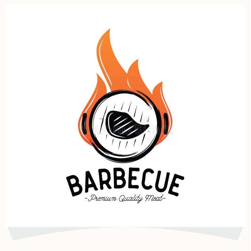 Set of BBQ Steak Grill House Logo Design Template Stock Vector