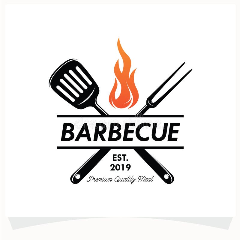 Set of BBQ Steak Grill House Logo Design Template Stock Vector