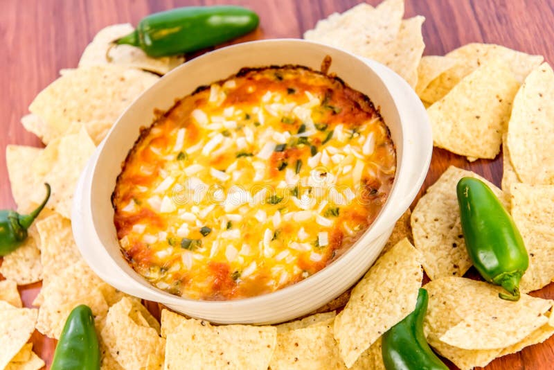 Hot Bean Dip with Jalapenos, Sour Cream and Melted Cheddar Chees Stock ...