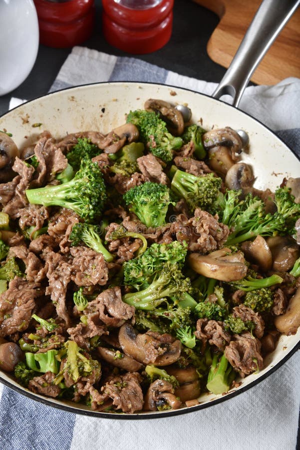 Hot Beef and Broccoli in a Skillet Stock Photo Image of oriental