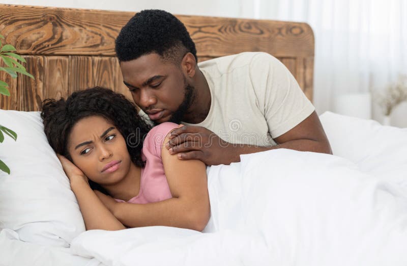 Hot Black Man Touching His Angry Woman Stock Image pic