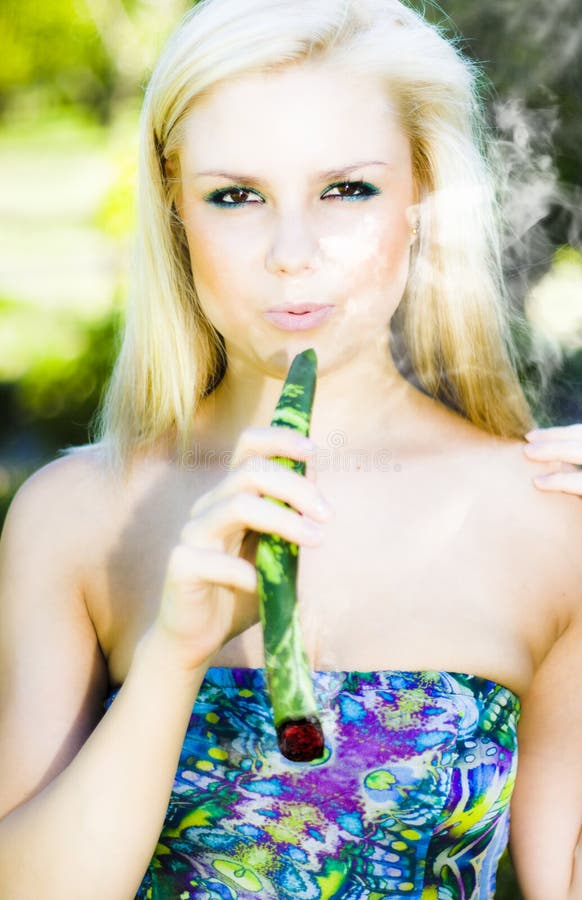 Hot Blonde Girl Smoking Leaf Stock Image Image Of Complexion Outdoors 269724901