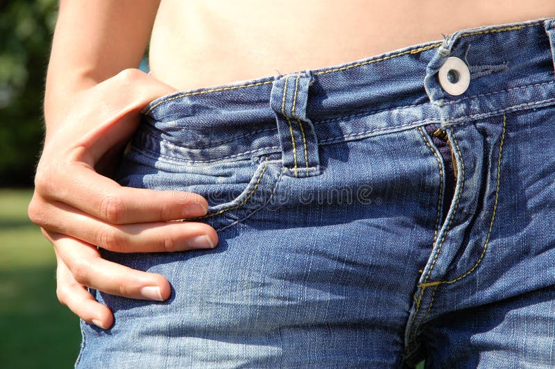 Hot blue jeans stock photo