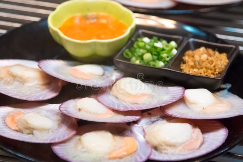 Hot Boiled and Steamed shell and oyster on plate stock images Hot Boiled and Steamed shell and oyster on plate stock images