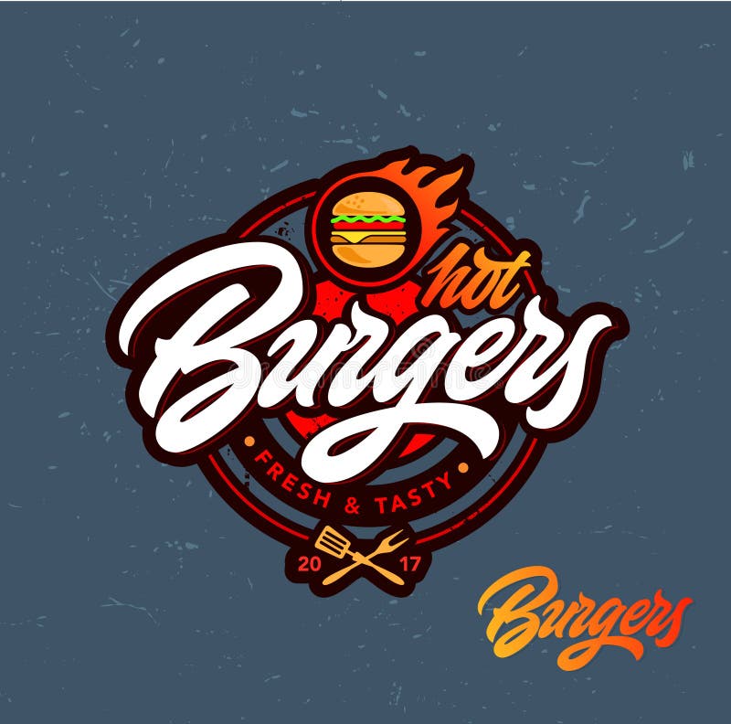 Hot burgers vector logo. royalty free illustration