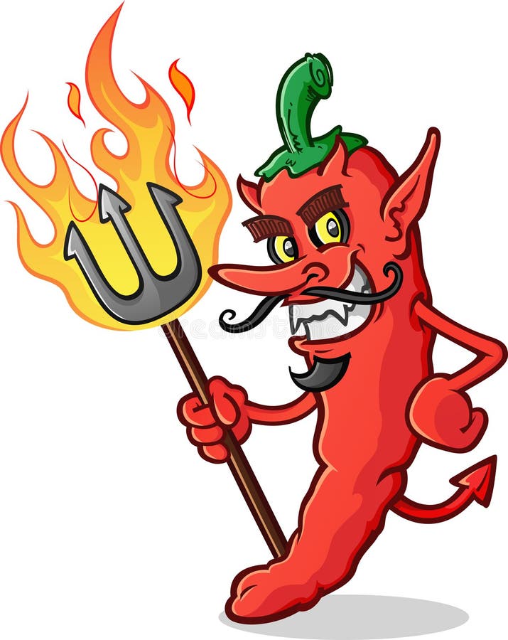 Hot Chili Pepper Devil Cartoon Character Stock Vector - Illustration of