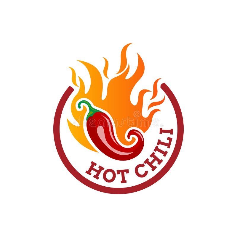 Hot Chilli logo food label or sticker. Concept for farmers market, organic food, natural product design.Vector illustration. Chili