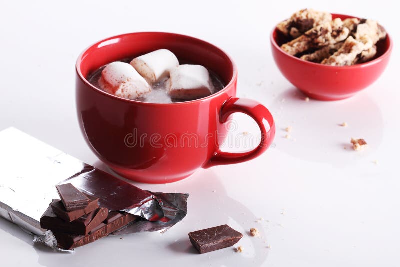 Hot Chocoalte Drink Marshmallows Chocolate Pieces Stock Photos Free