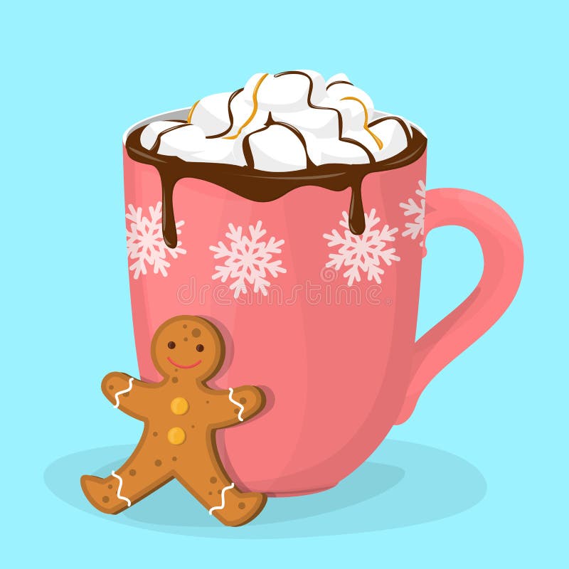 Hot chocolate or cacao in red cup royalty free illustration.