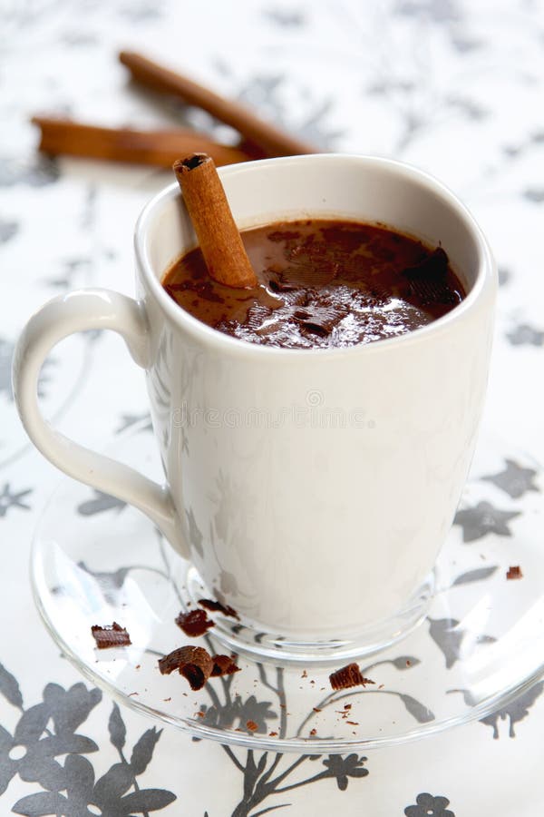 Hot Chocolate with Cinnamon Stick Stock Photo - Image of leisure ...