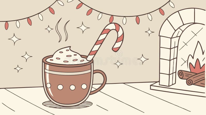 Hot Chocolate and Festive Lights with Candy Cane â€“ Cozy Christmas ...