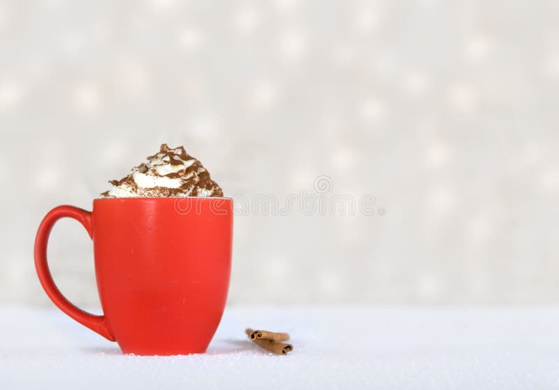 Hot chocolate in a red mug - winter treat