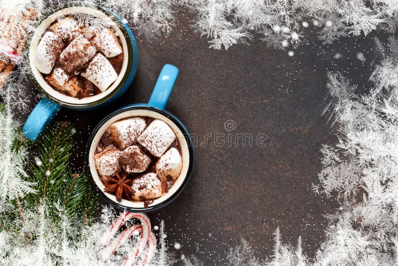 Hot chocolate is a traditional winter drink. Christmas background. royalty free stock image Hot chocolate is a traditional winter drink. Christmas background. royalty free stock image
