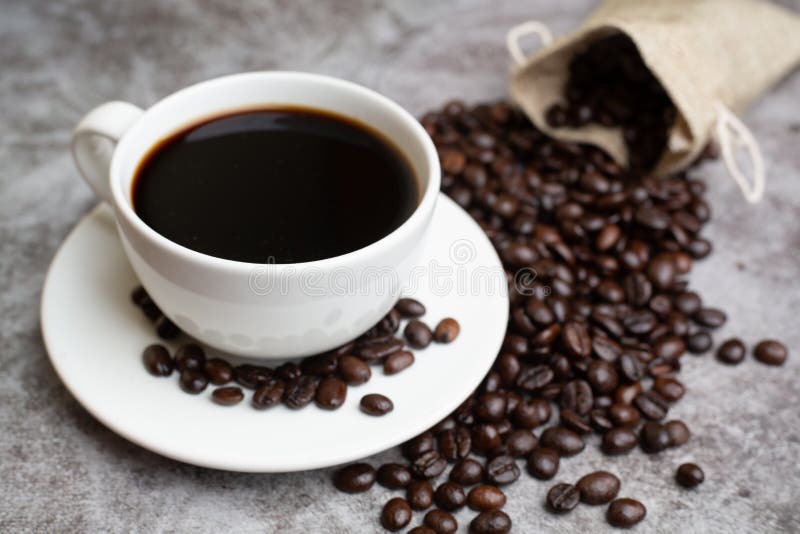 Hot Coffee and Beans,Espresso. Stock Photo Image of arabica
