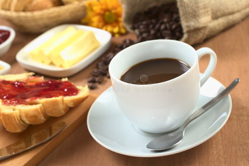 Hot Coffee with Breakfast stock image. Image of food 19534781