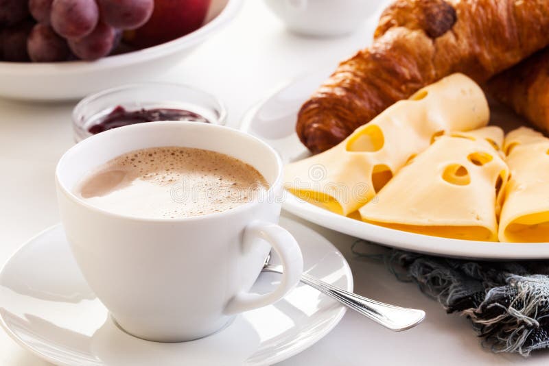 Hot Coffee in the Morning Breakfast Stock Image Image of roll, sweet