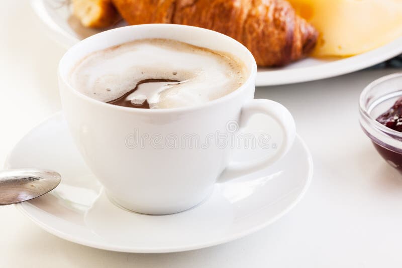 Hot Coffee in the Morning Breakfast Stock Photo Image of pastry