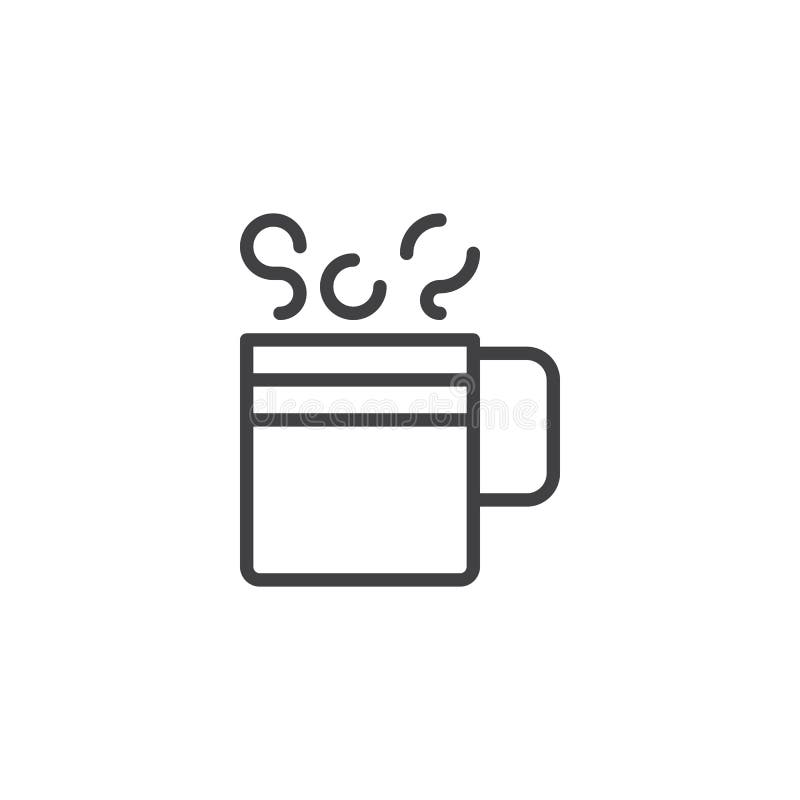 Hot Coffee Mug Outline Icon Stock Vector - Illustration of coffee
