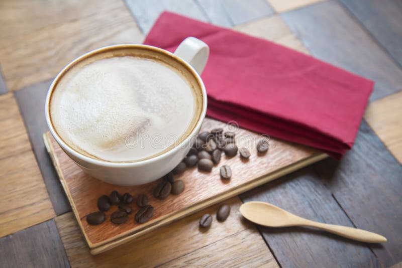 Hot Coffee on White Cup on Wood Table Stock Photo Image of breakfast