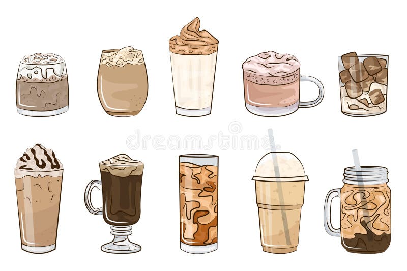 Hot and Cold Coffee Beverage Stock Vector Illustration of beverage