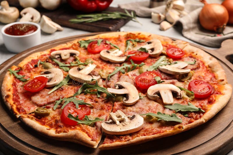 Hot Delicious Pizza Baked in Oven Stock Photo Image of crust, baked