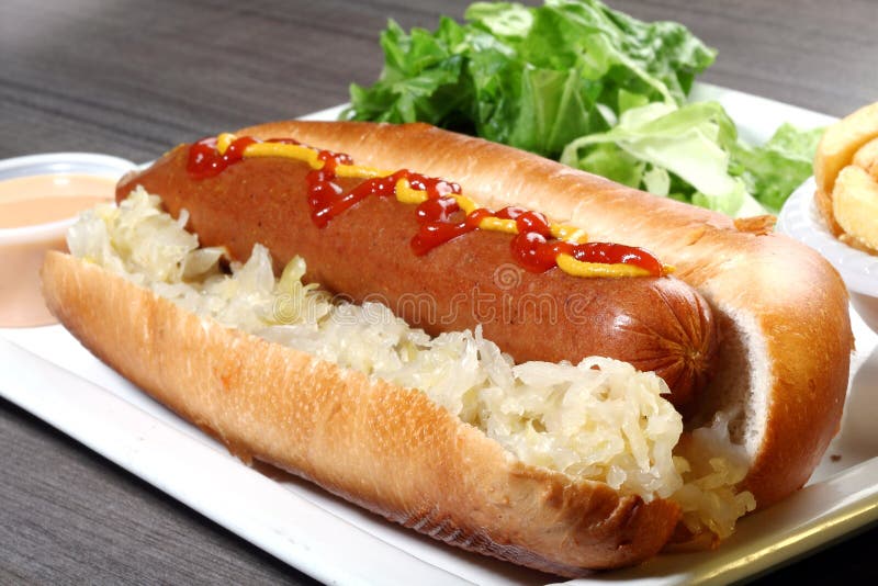 Hot dog served in a restaurant