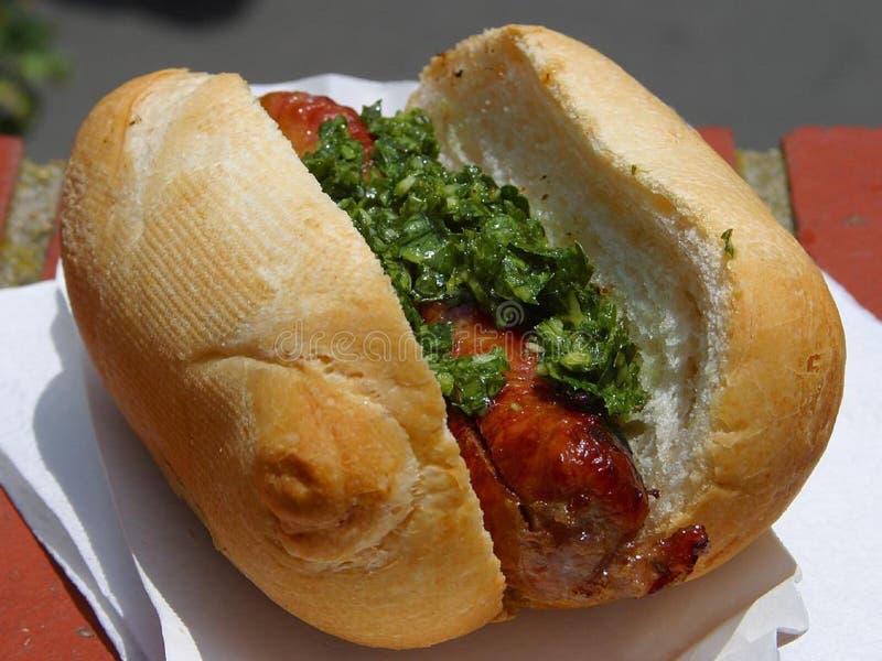 Hot Dog In A Bun With Sauce Picture. Image 3458741