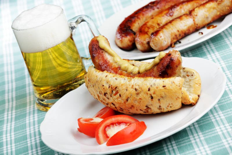 Hot dog and beer stock image. Image of table, oktober 10189703