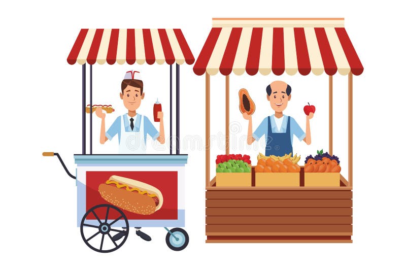 Hot dog cart cartoon stock vector. Illustration of isolated - 138689733