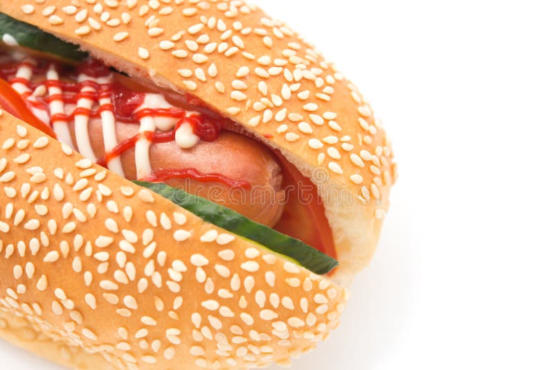 Hot dog with cucumber stock photo. Image of cucumber 56584554