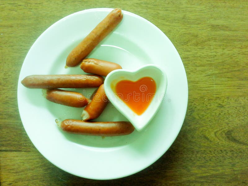Hot dog in dish stock photo. Image of plate, wood, meat 83239720