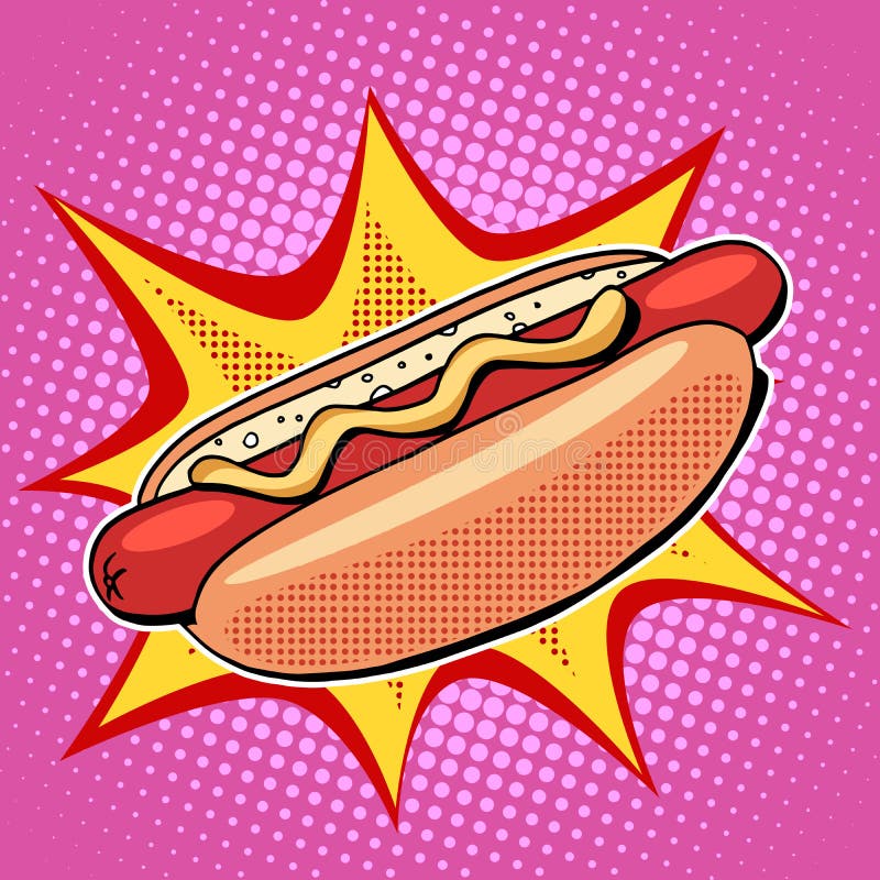 Hot dog fast food vector pop art style