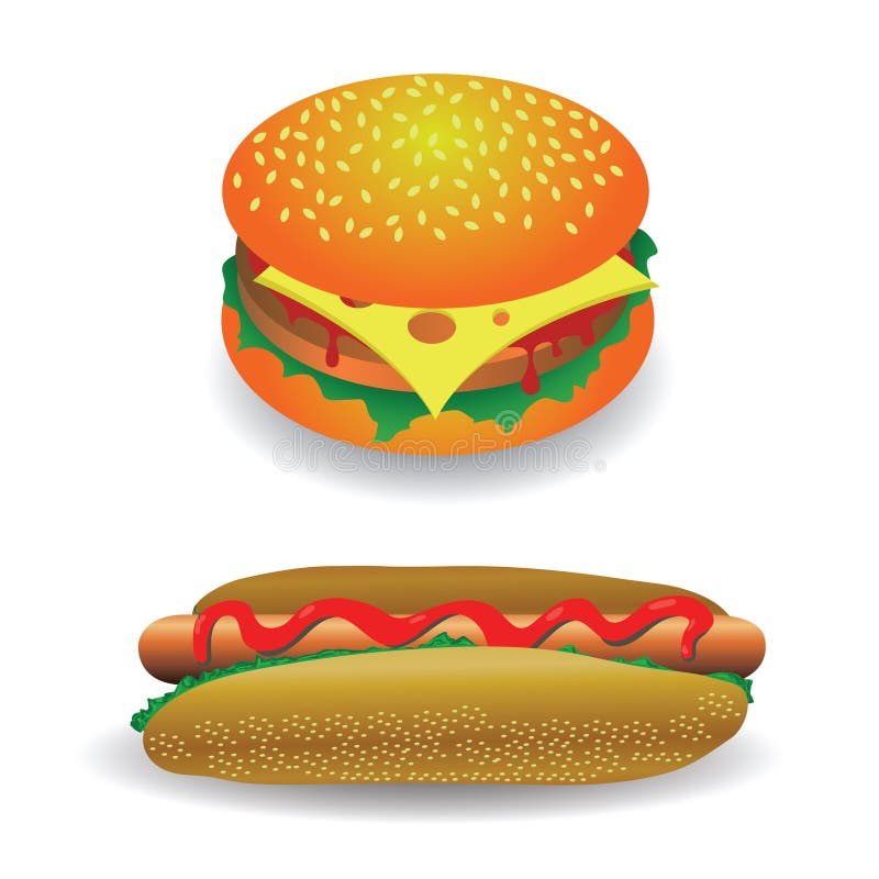Hot dog i hamburger royalty ilustracja Hot dog i hamburger royalty ilustracja