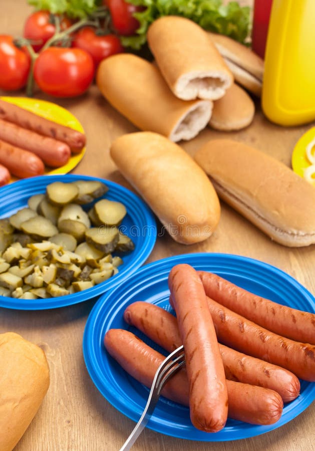 Hot Dog Ingredients stock image. Image of ketchup, onions 29793435