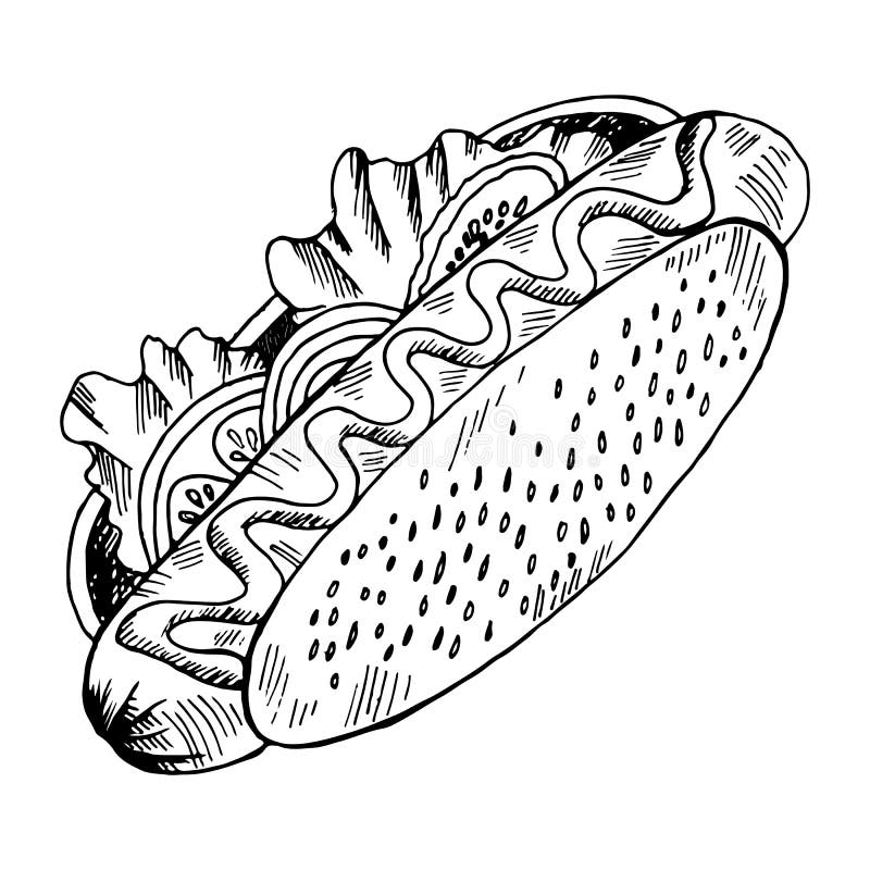 coloring pages of a hot dog