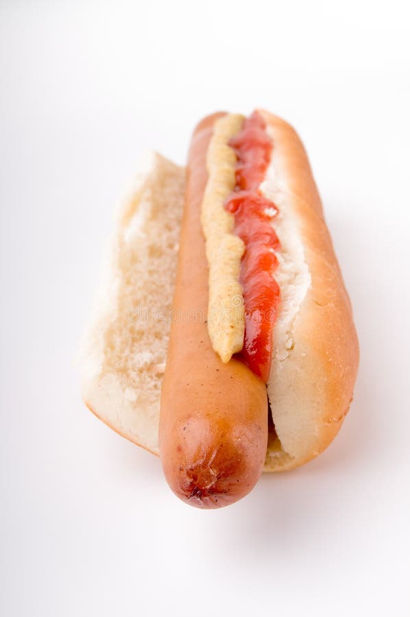 Hot Dog with Ketchup and Mustard Stock Photo Image of tasty, fastfood