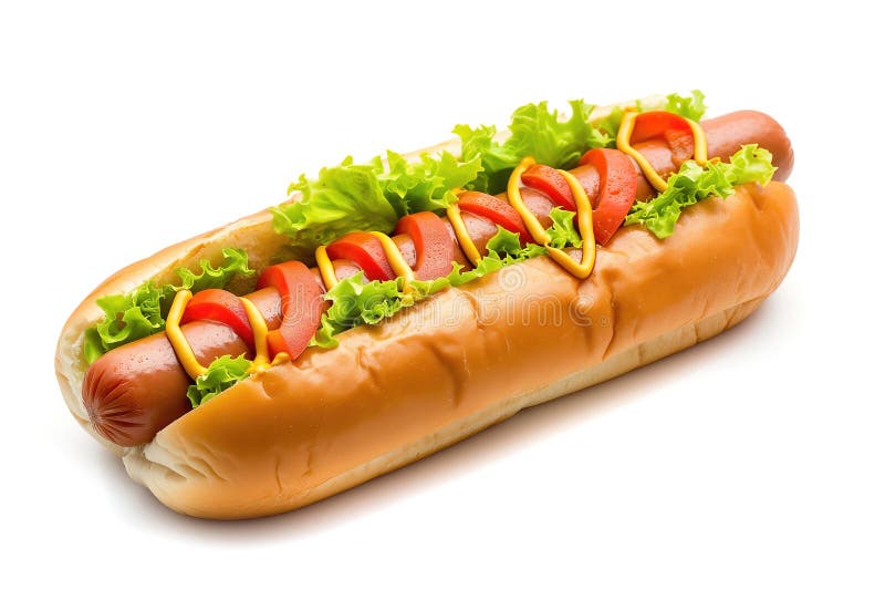 Hot dog with ketchup and mustard, isolated on white background vector illustration