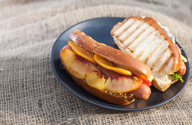 Hot dog stock photo. Image of relish, grill, black, avocado 76823298