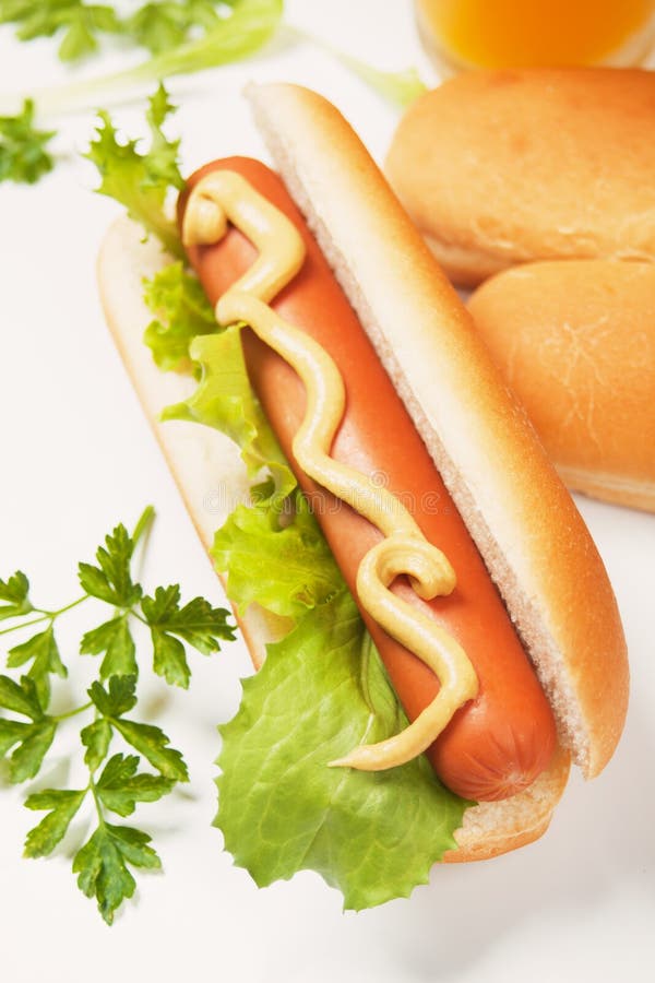 Hot dog with mustard stock photo. Image of sausage, mustard 22691488