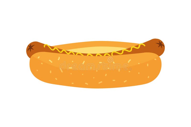 Hot dog with mustard isolated, flat vector illustration royalty free illustration
