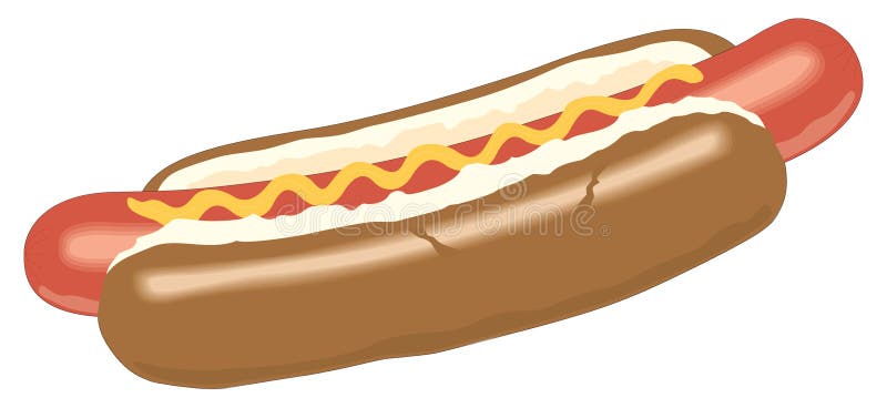 Hot dog with mustard isolated, flat vector illustration, fast food for poster, menus, brochure, web design vector illustration