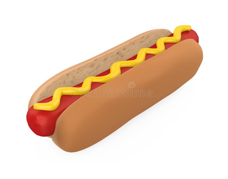 Hot Dog with Mustard Isolated royalty free illustration