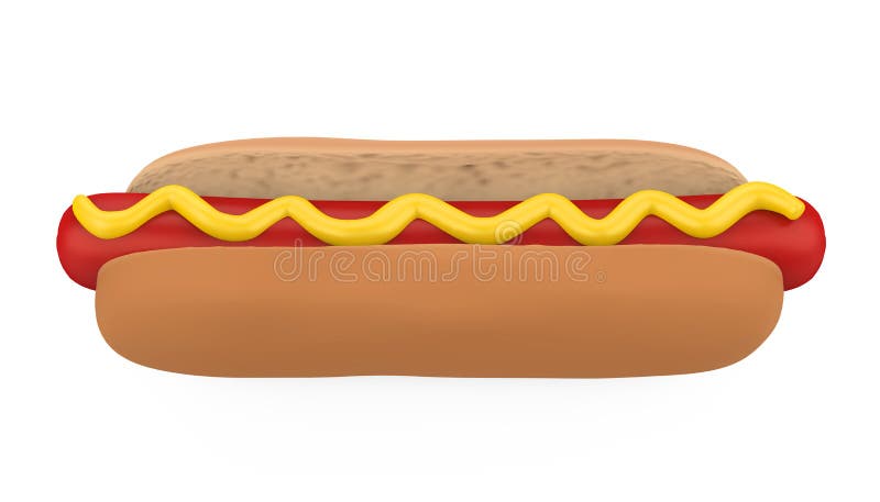Hot Dog with Mustard Isolated royalty free illustration