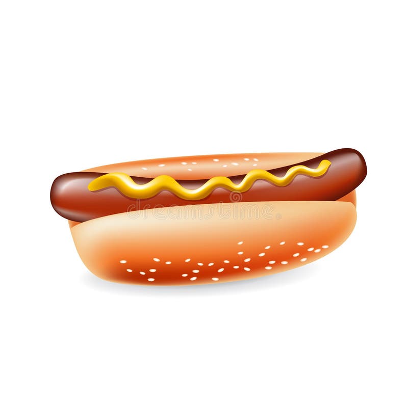 Hot dog with mustard isolated stock illustration