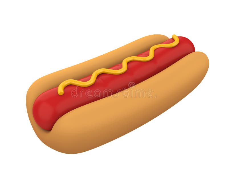 Hot Dog with Mustard Isolated stock illustration