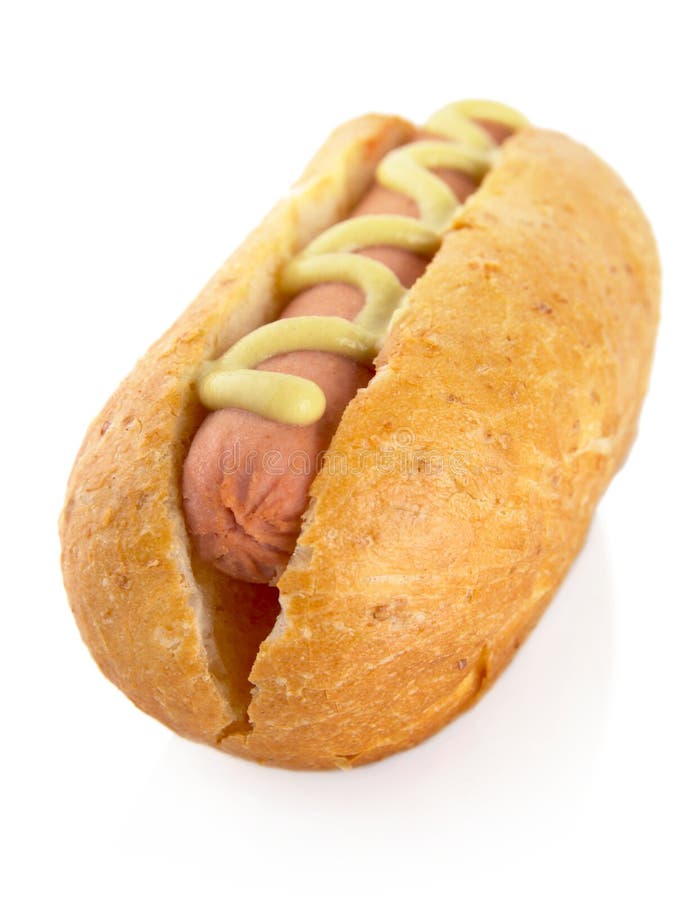 Hot Dog with Mustard Isolated on White Stock Photo Image of macro