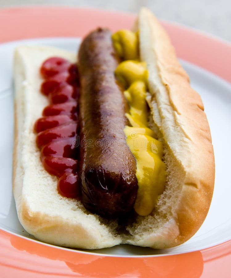 Hot Dog Mustard and Ketchup Stock Photo Image of plate, frankfurter 7517322