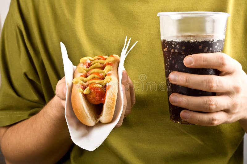 Hot Dog with Mustard, Ketchup and Fries Stock Photo Image of relish
