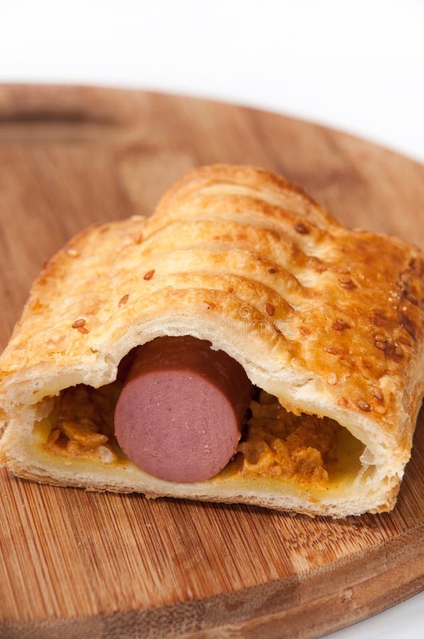 Hot Dog with Mustard in Puff Pastry Stock Photo Image of buttery